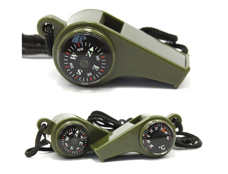 Three-in-one outdoor survival whistle