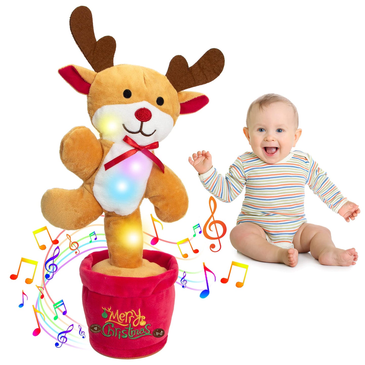 Dancing Christmas Toys Funny Tree Repeat Talking  Electronic Plush Toys Can Sing Record Lighten Early Education Funny Gift Christmas