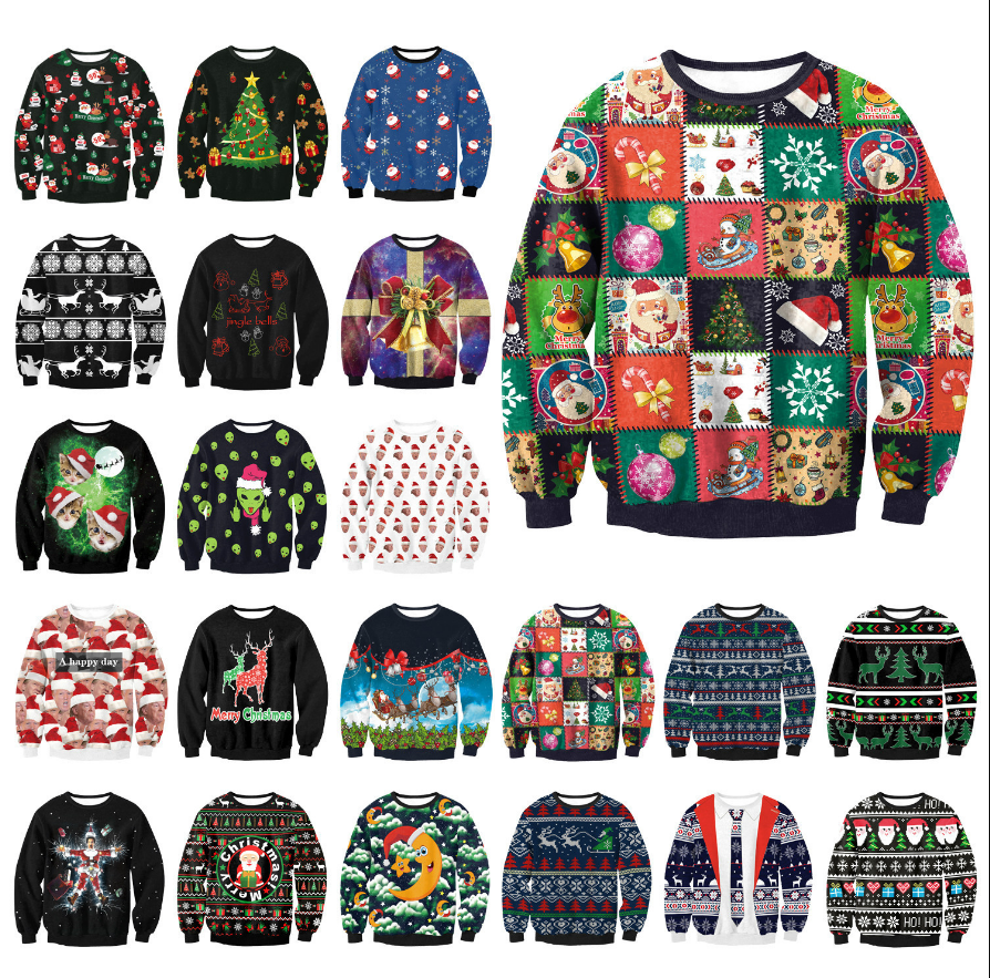 UGLY CHRISTMAS SWEATER Vacation Santa Elf Funny Womens Men Sweaters Tops Autumn Winter Clothing