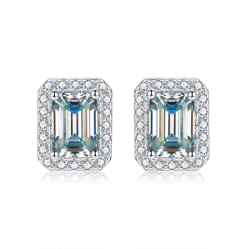 Women's Moissanite Emerald Cut Earrings