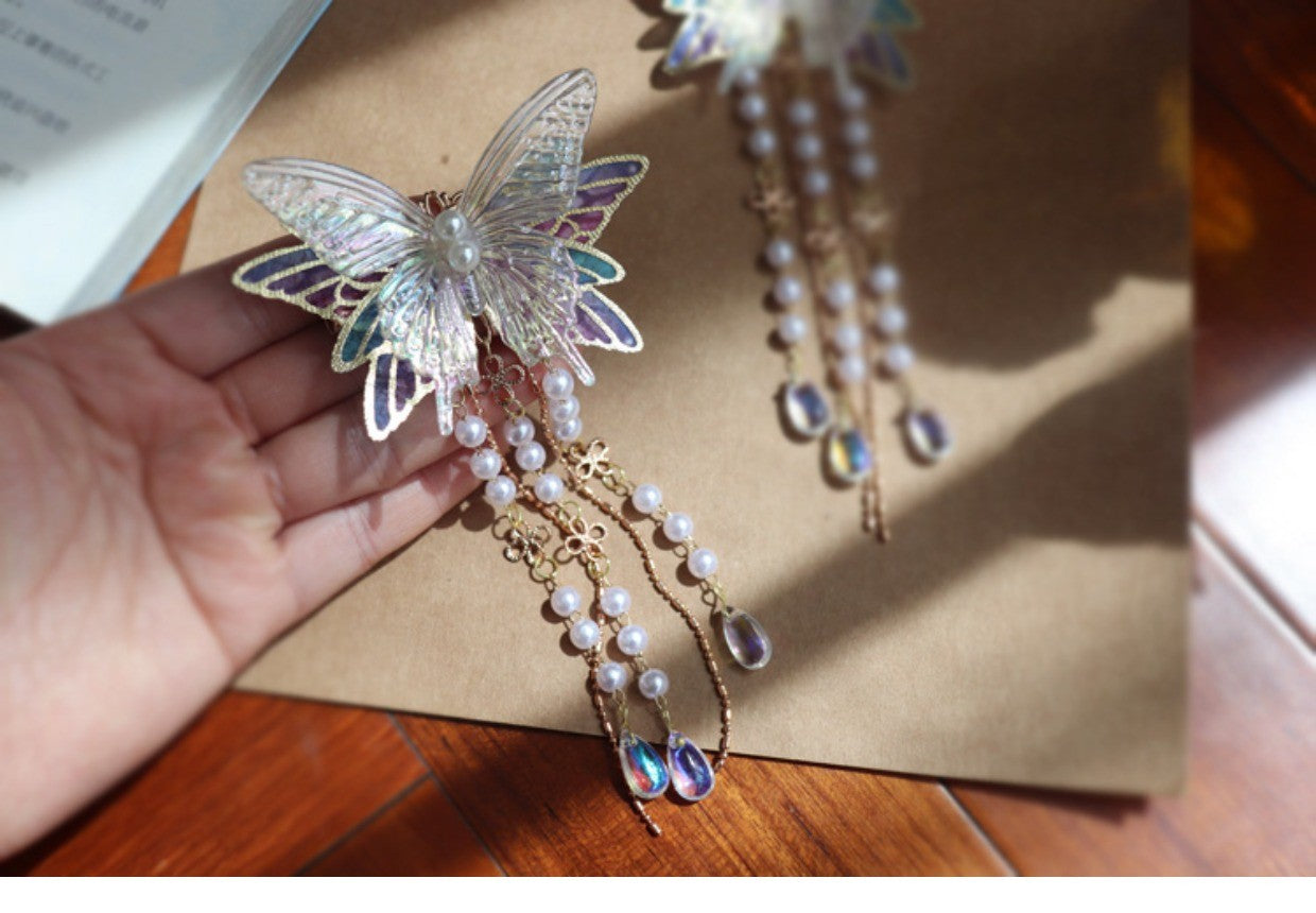 Fantasy Butterfly Hairpin Hanfu Tassel Headwear