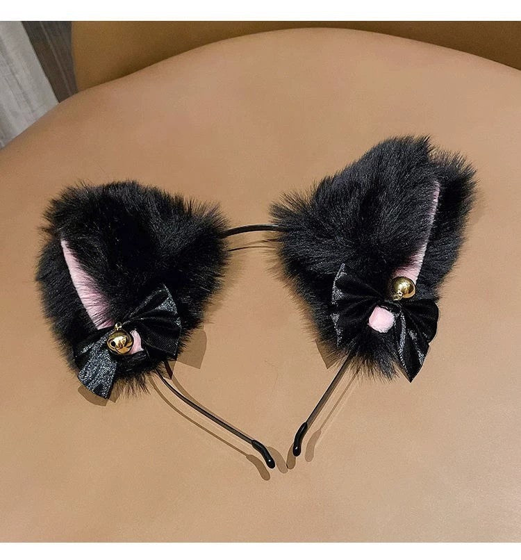 Plush Bell Kitty Cat Ears Headdress