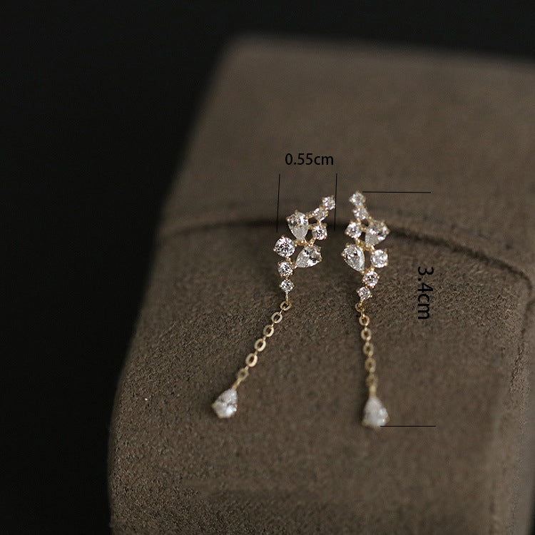 925 Silver Stud Earrings Simple Fashion Smart Water Drop Branches And Leaves